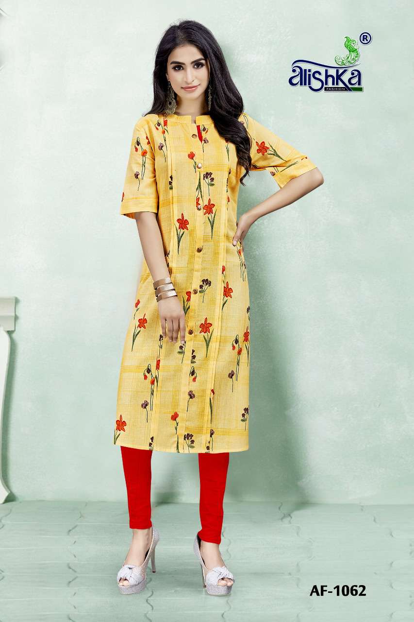 JELLY BY ALISHKA FASHION 1061 TO 1064 SERIES BEAUTIFUL STYLISH FANCY COLORFUL CASUAL WEAR & ETHNIC WEAR FLEX COTTON KURTI AT WHOLESALE PRICE